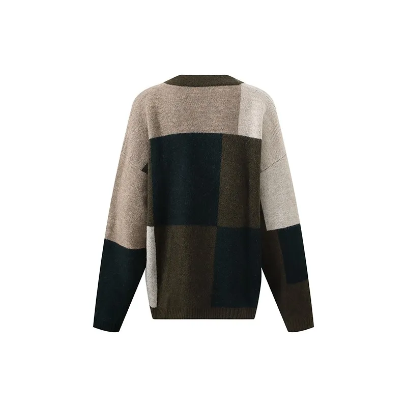 chunky knitted colour block cardigan-1