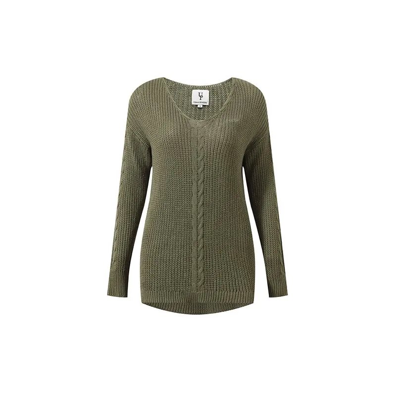 Women's V Neck Chunky Jumper